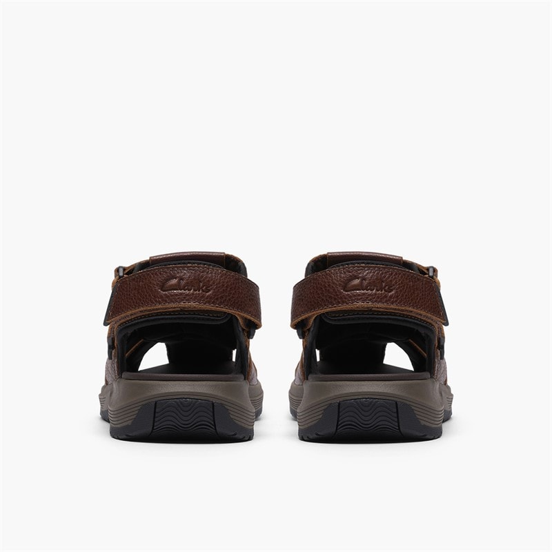 Clarks Mens Guideview Cove Fisherman Sandals Dark Brown Leather - Image 5