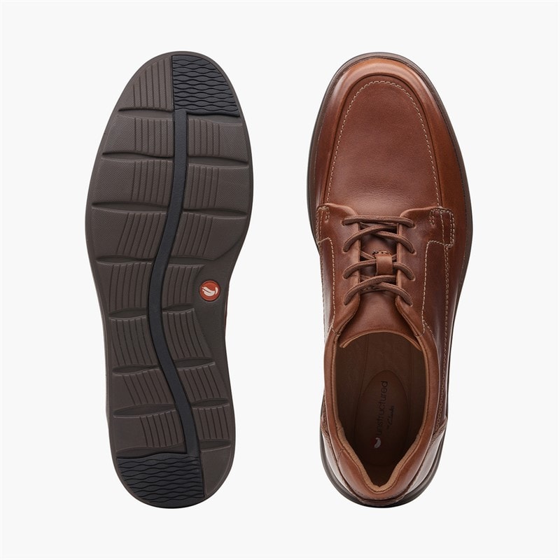 Clarks Mens Un Abode Ease Shoes Dark Tan Leather - Image 5