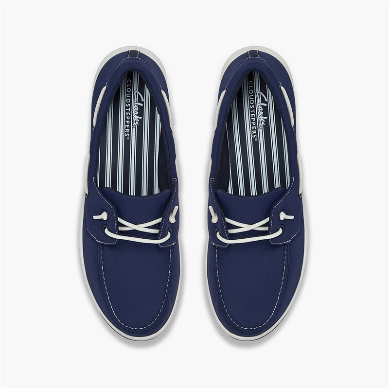 Clarks Womens Brinkley Edge Boat Shoes Navy Canvas - Image 2