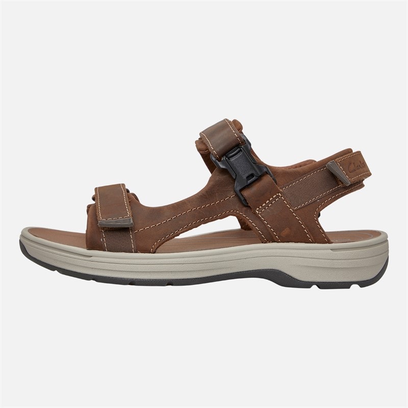 Clarks Mens Saltway Edge Wide Fit Sandals Light Tan Leather