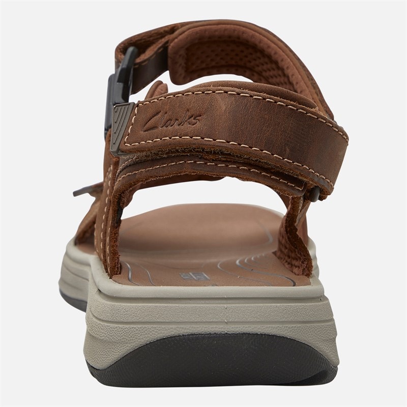 Clarks Mens Saltway Edge Wide Fit Sandals Light Tan Leather - Image 3