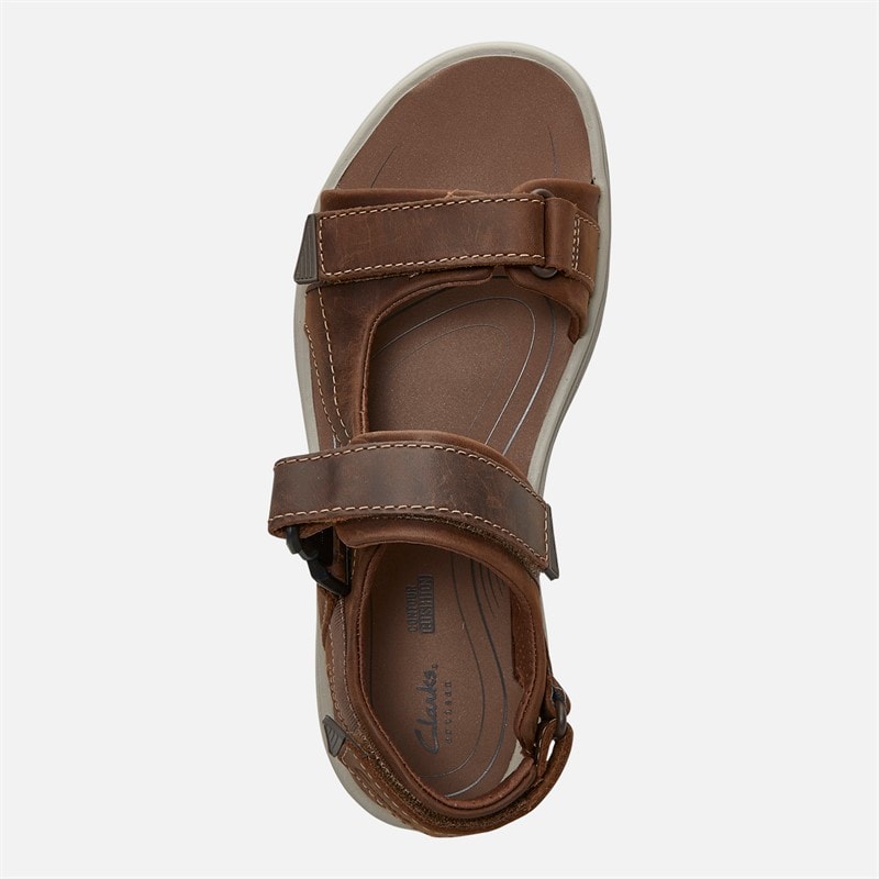 Clarks Mens Saltway Edge Wide Fit Sandals Light Tan Leather - Image 4