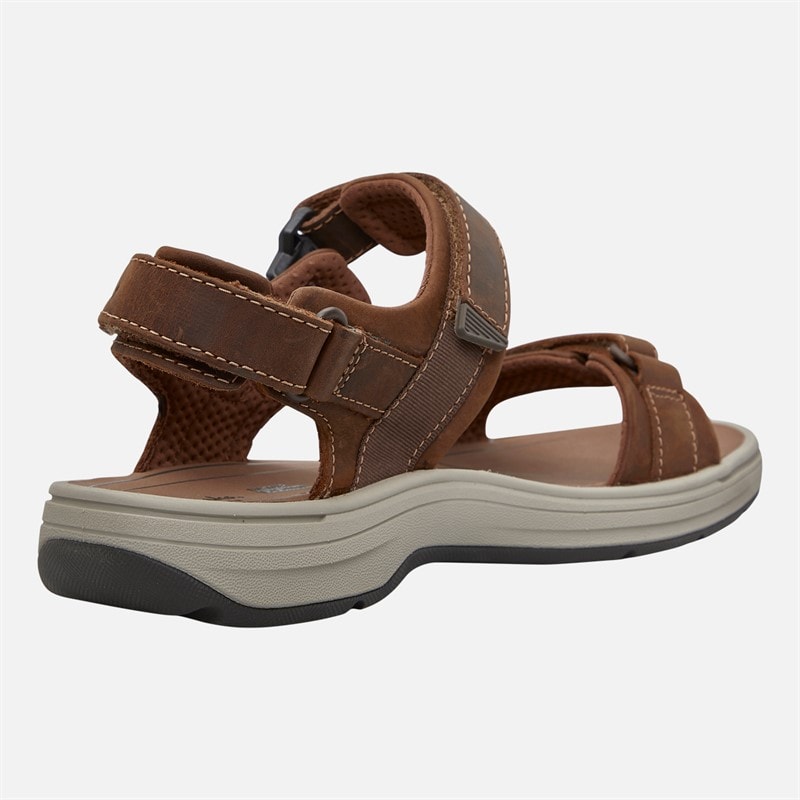 Clarks Mens Saltway Edge Wide Fit Sandals Light Tan Leather - Image 5