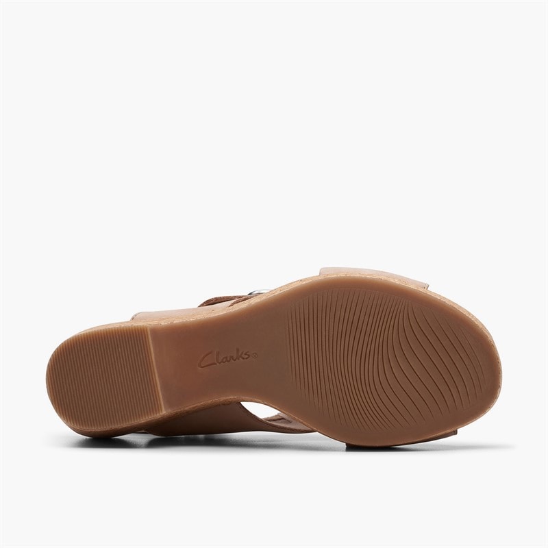 Clarks Womens Giselle Dove Wedge Sandals Sand Nubuck - Image 3