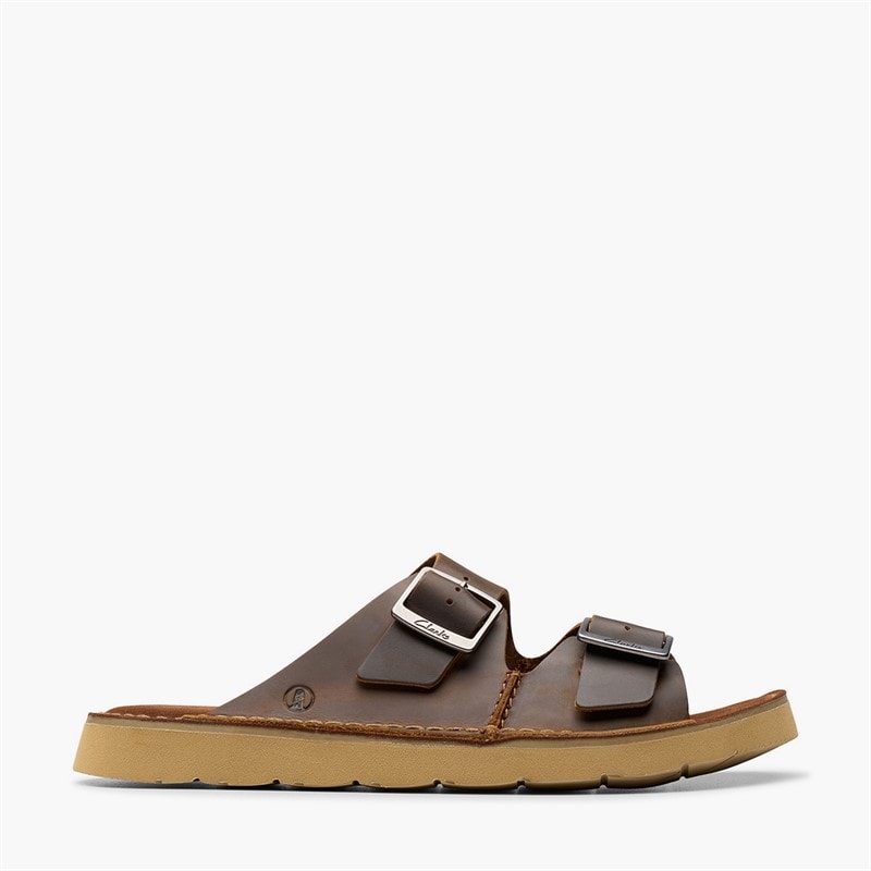 Clarks Mens Solsbury Dual Strap Sandals Beeswax Leather