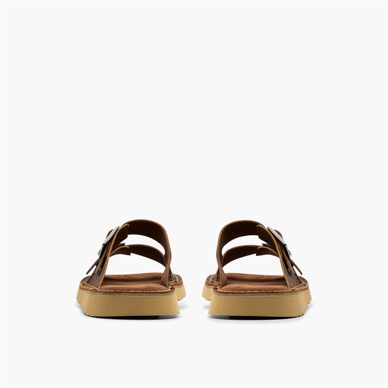 Clarks Mens Solsbury Dual Strap Sandals Beeswax Leather - Image 5
