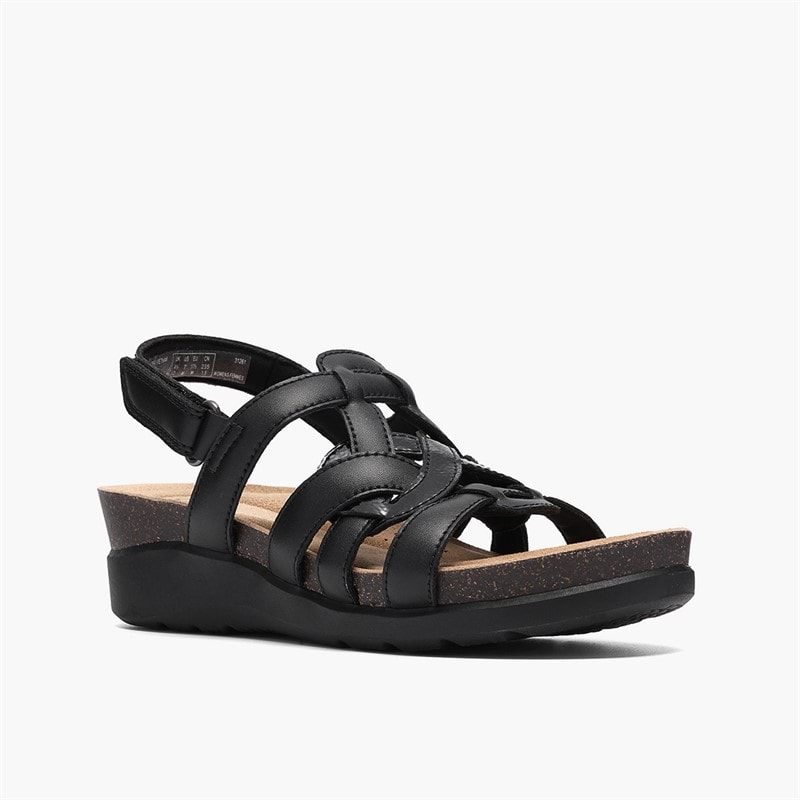 Clarks Womens Calenne Gracie Wedge Sandals Black Combi - Image 4