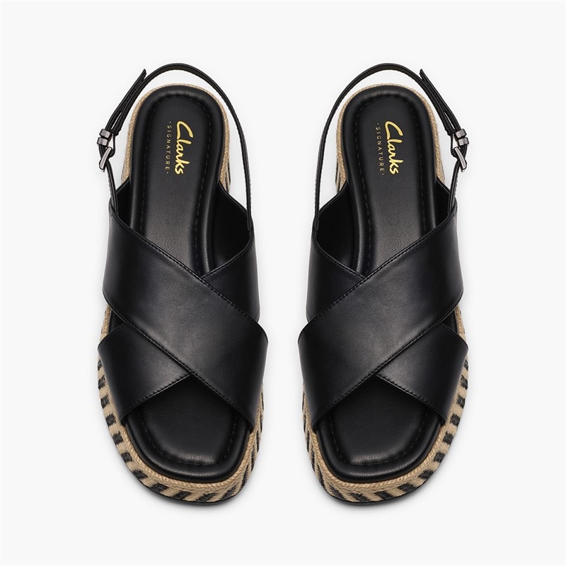 Clarks Womens Tessiah Cross Strap Sandals Black Interest - Image 2