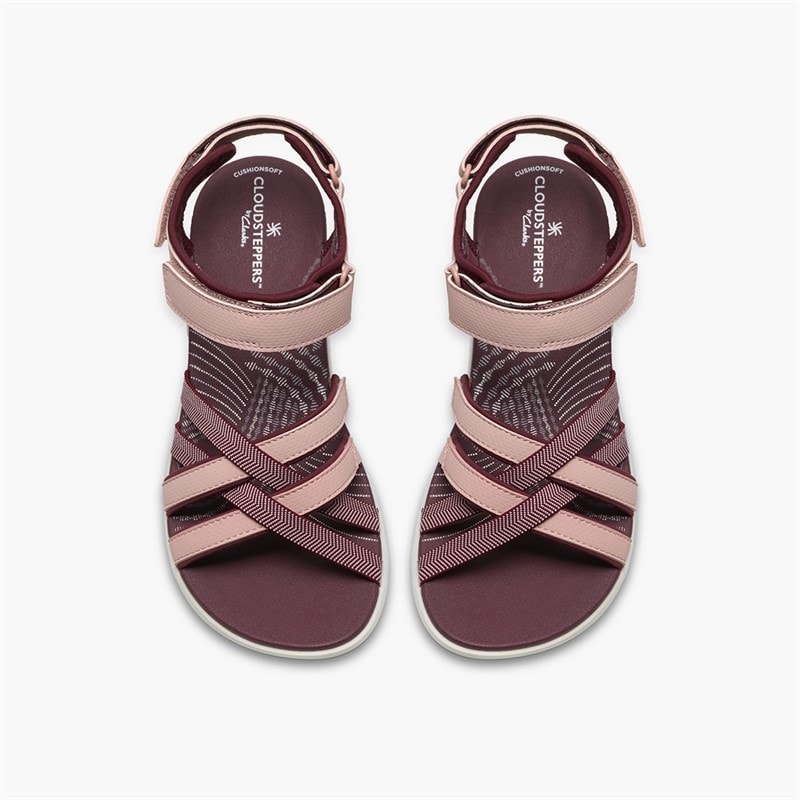 Clarks Womens Mira Shore Sandals Maroon - Image 2
