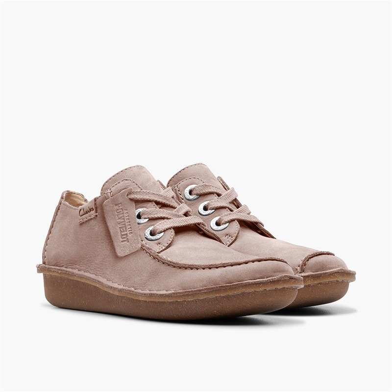 Clarks Womens Funny Dream Lace Up Shoes Light Pink Suede - Image 4