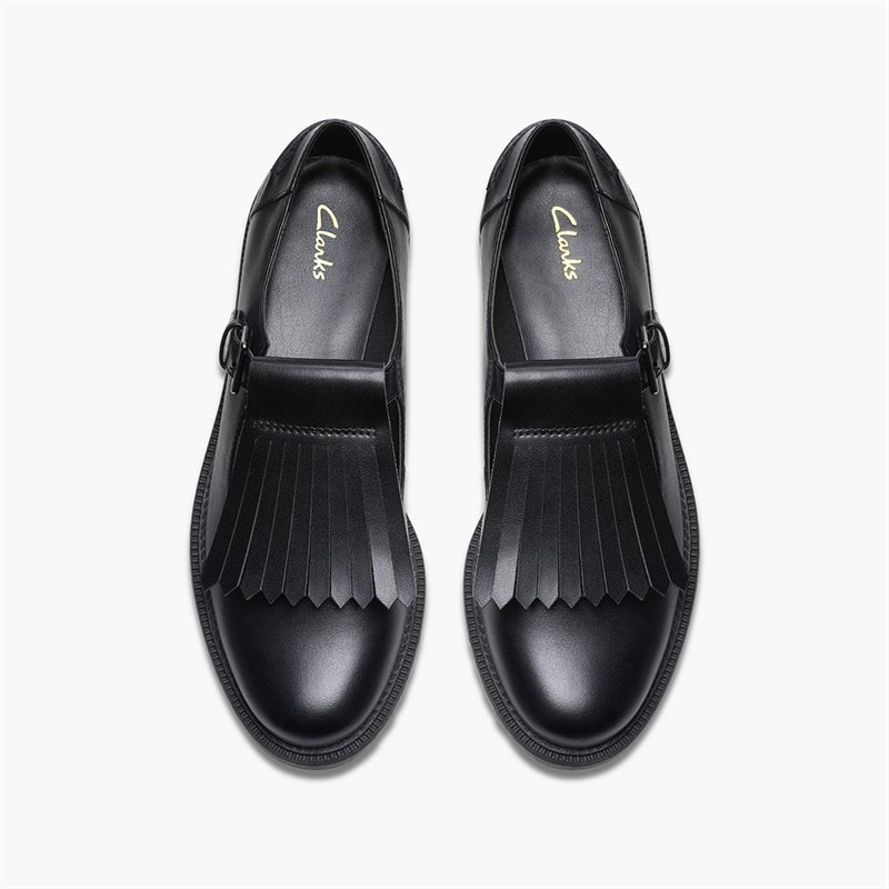 Clarks Womens Griffin Mia 2 Shoes Black Leather - Image 2