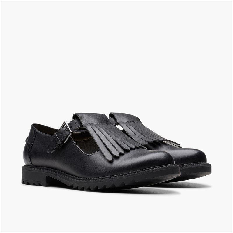 Clarks Womens Griffin Mia 2 Shoes Black Leather - Image 4