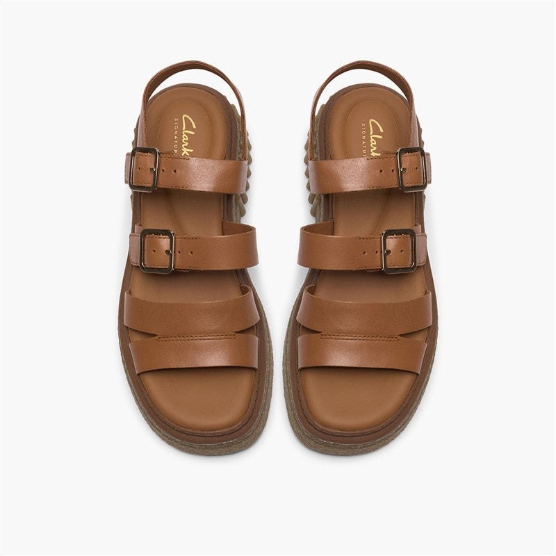 Clarks Womens Evamar Strap Sandals Tan Leather - Image 2