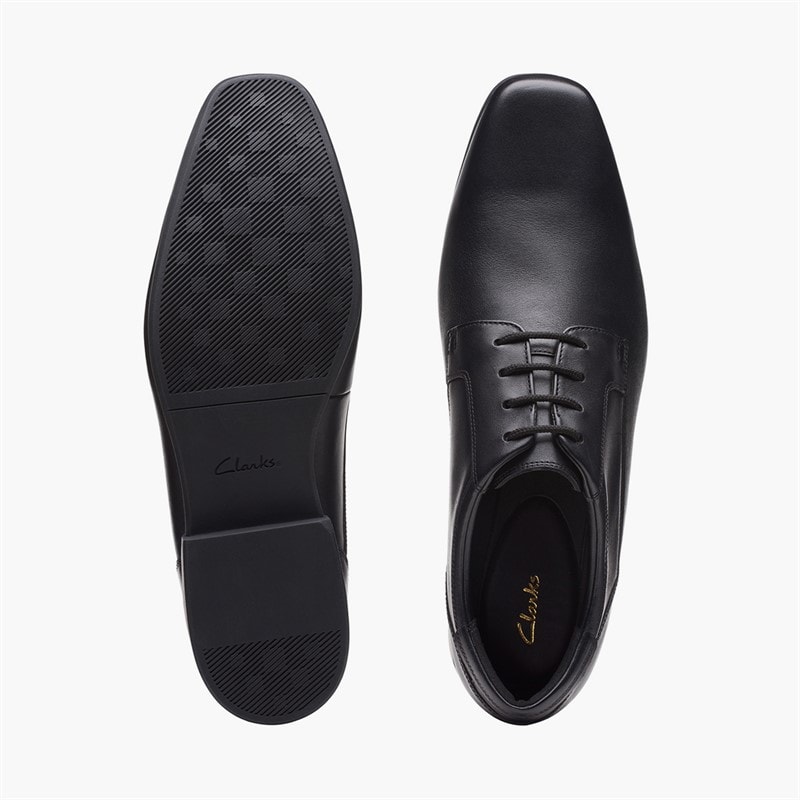 Clarks Mens Sidton Lace Up Shoes Black Leather - Image 3