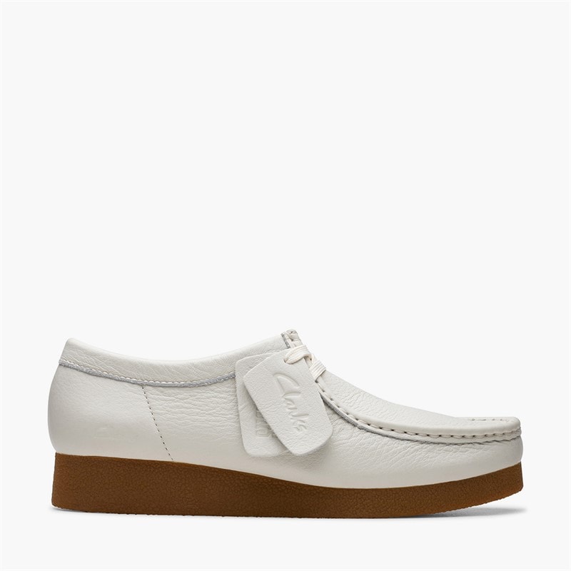 Clarks Womens Wallabee EVO Shoes Off White Leather