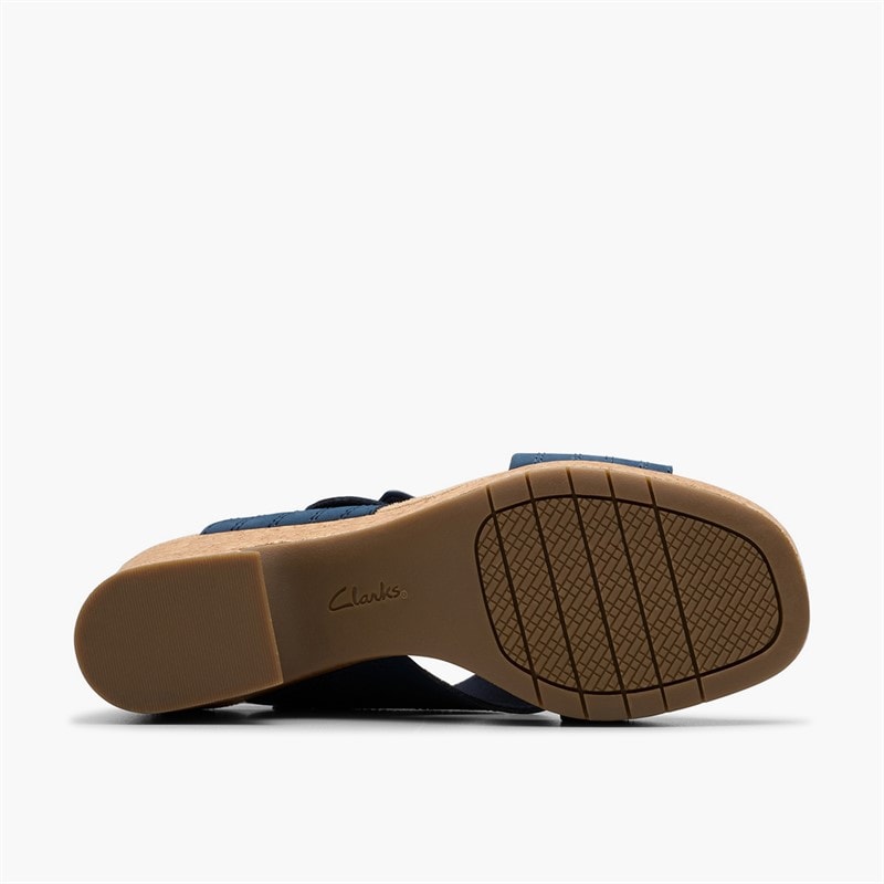 Clarks Womens Nerisa West Wedge Sandals Navy Nubuck - Image 3