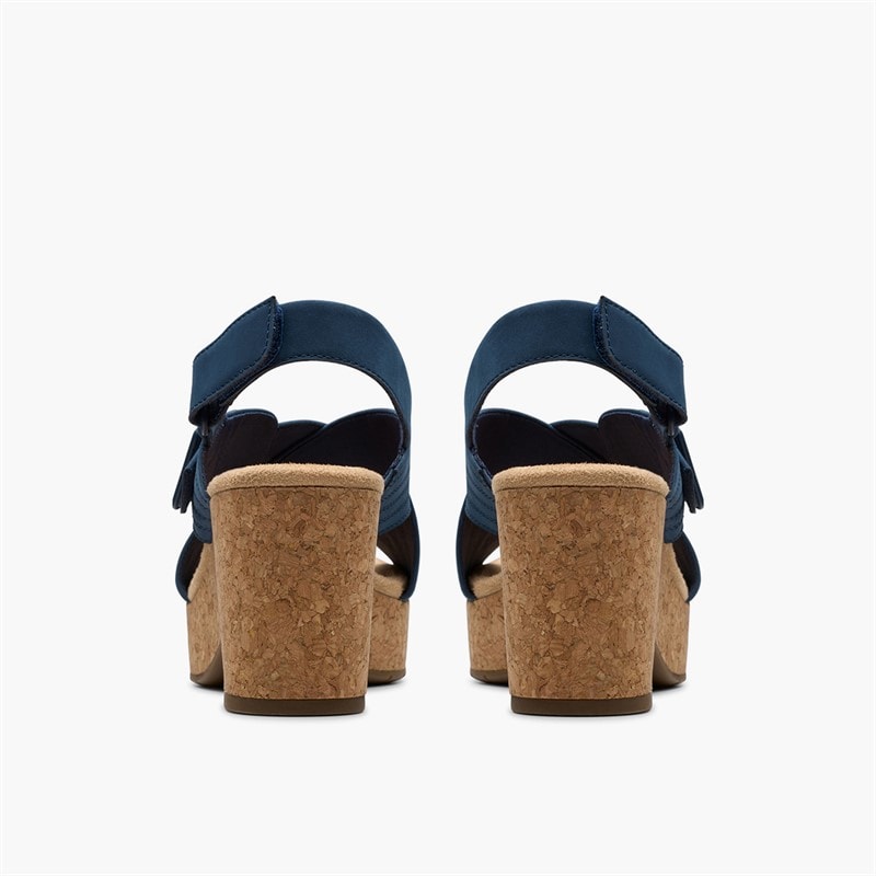 Clarks Womens Nerisa West Wedge Sandals Navy Nubuck - Image 5