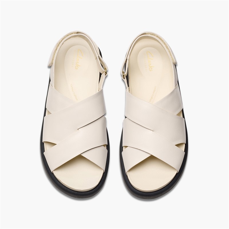 Clarks Womens Aristella Sun Back Strap Sandals Cream Leather - Image 2