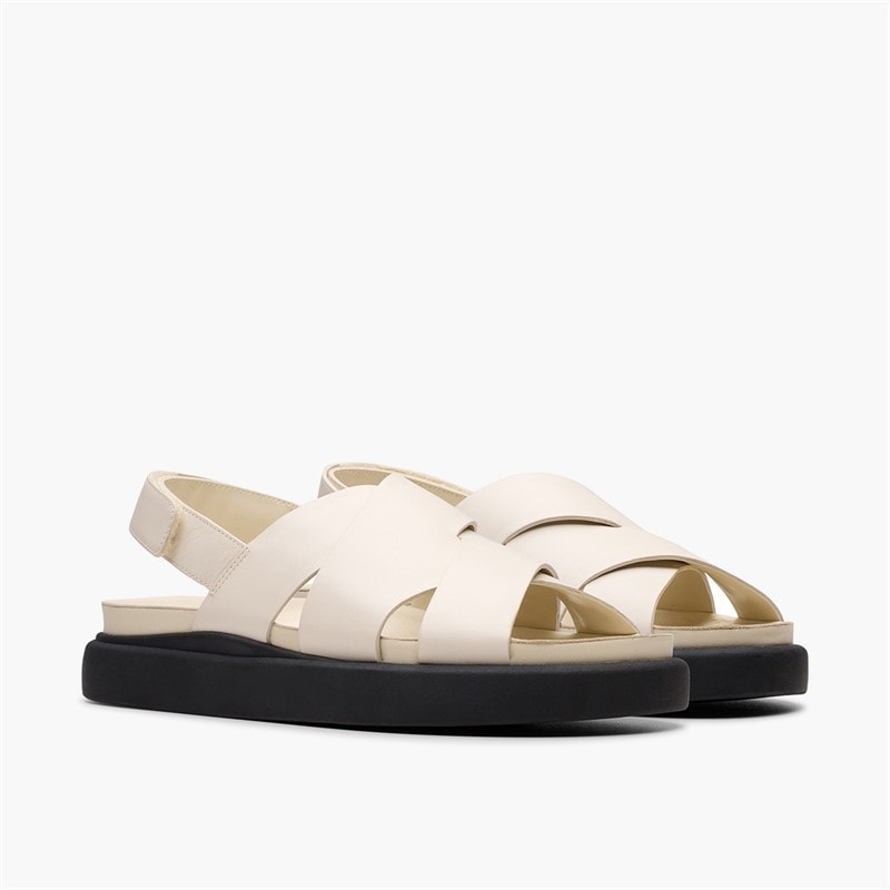 Clarks Womens Aristella Sun Back Strap Sandals Cream Leather - Image 4