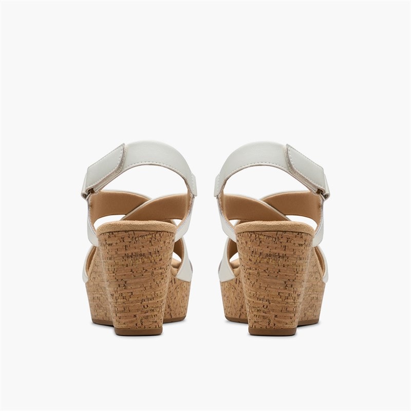 Clarks Womens Rose Style Wedge Sandals White Leather - Image 5