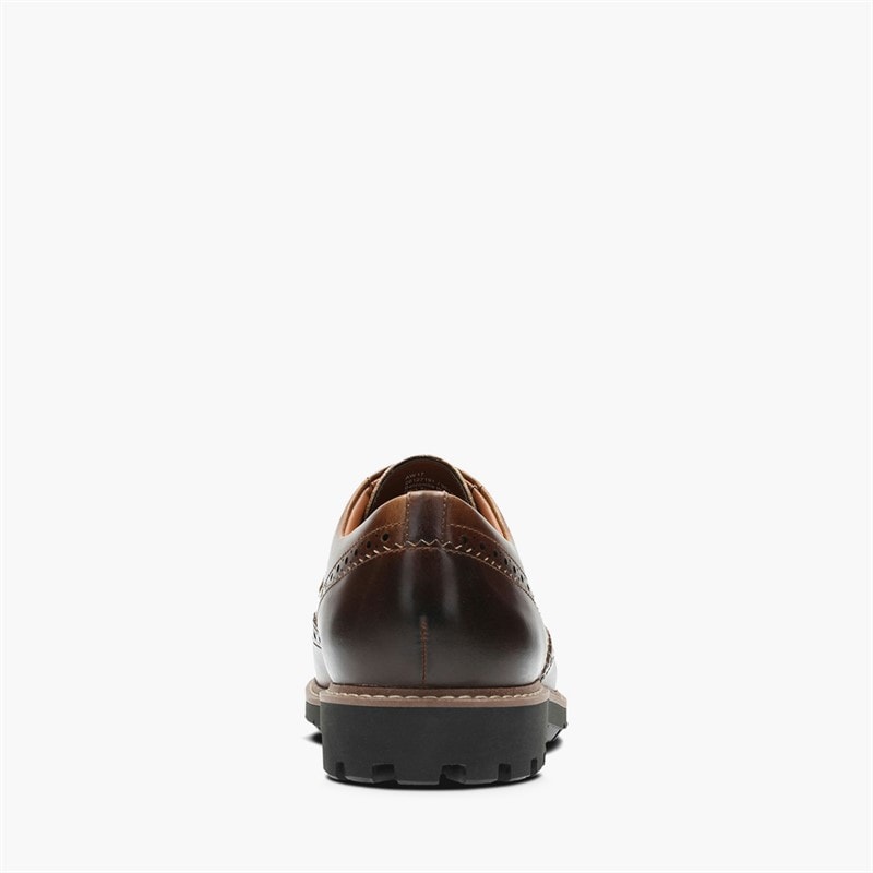 Clarks Mens Batcombe Wing Brogue Shoes Dark Tan Leather - Image 5