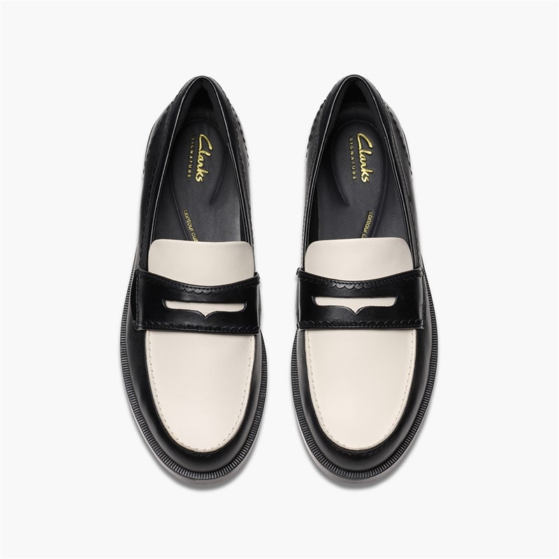 Clarks Womens Straven Edge Loafers Black Combi Leather - Image 2
