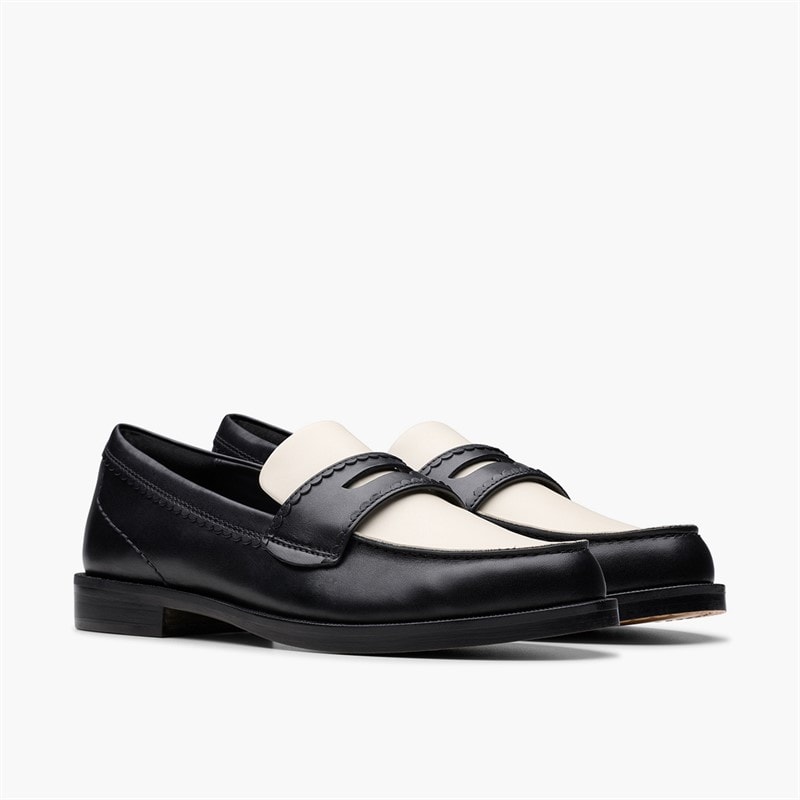 Clarks Womens Straven Edge Loafers Black Combi Leather - Image 4