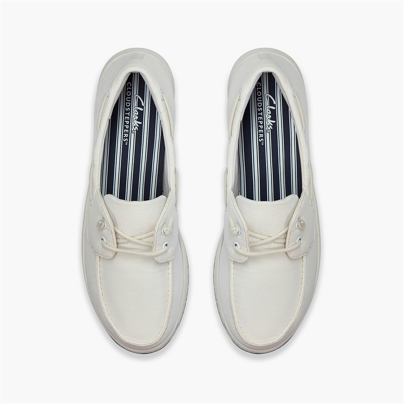 Clarks Womens Brinkley Edge Boat Shoes White - Image 2