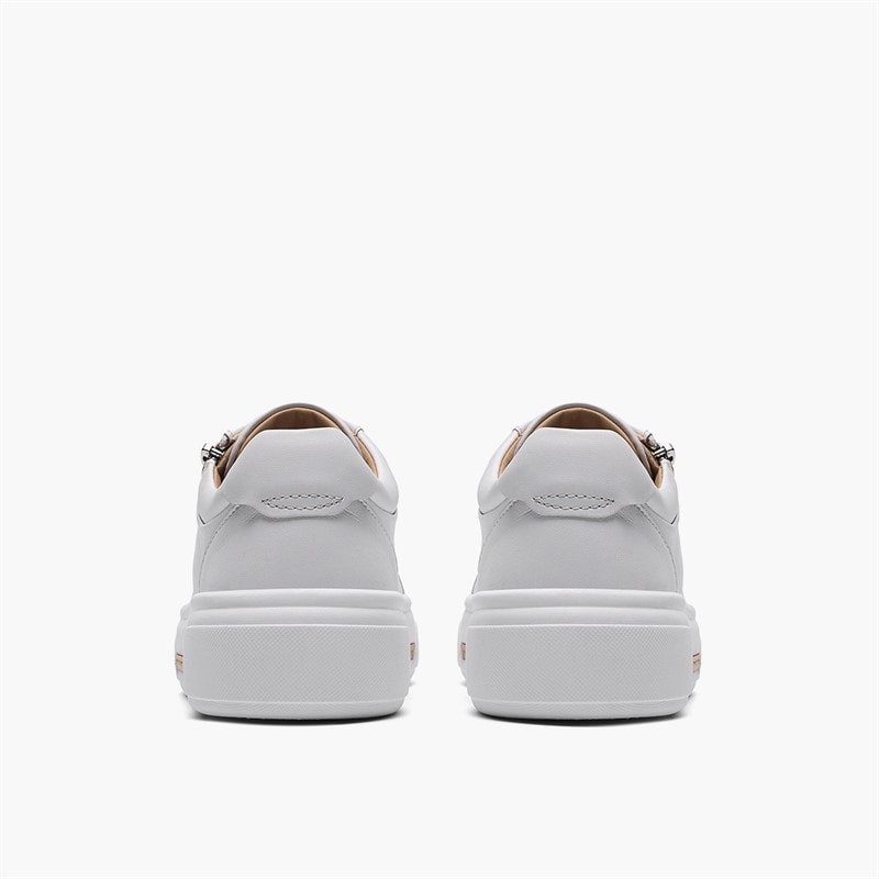 Clarks Womens Hollyrose Zip Trainers White Leather - Image 5