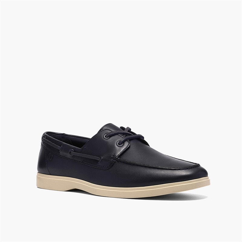 Clarks Mens Torford Boat Shoes Navy Leather - Image 4