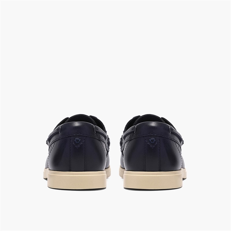 Clarks Mens Torford Boat Shoes Navy Leather - Image 5