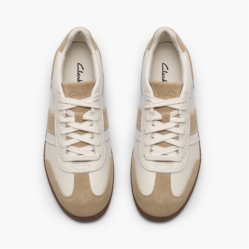 Clarks Womens Seco Speed Trainers White Combi Leather - Image 2