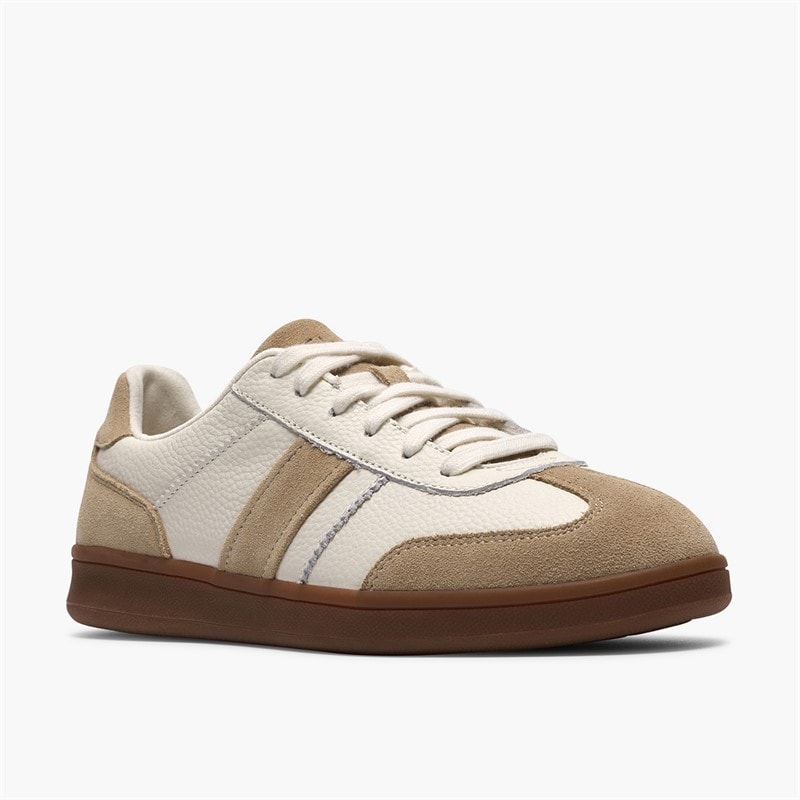 Clarks Womens Seco Speed Trainers White Combi Leather - Image 4