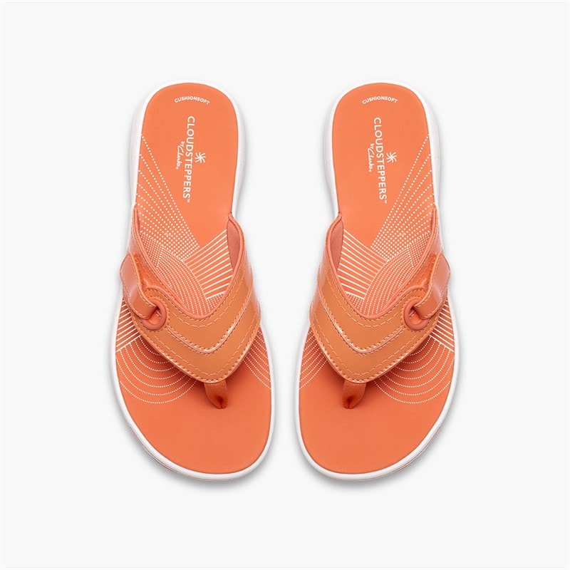 Clarks Womens Brinkley Reyna Flip Flops Orange - Image 2