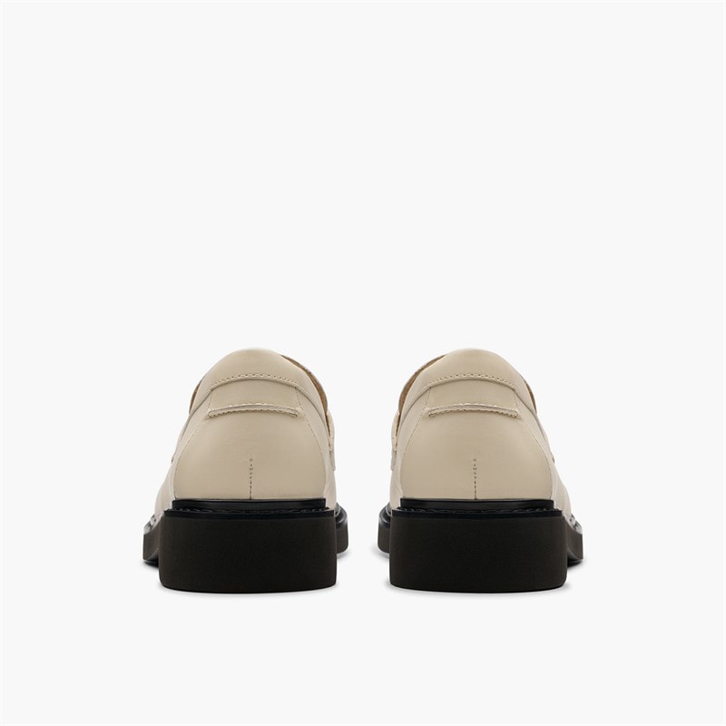 Clarks Womens Splend Edge Loafers Cream Leather - Image 5