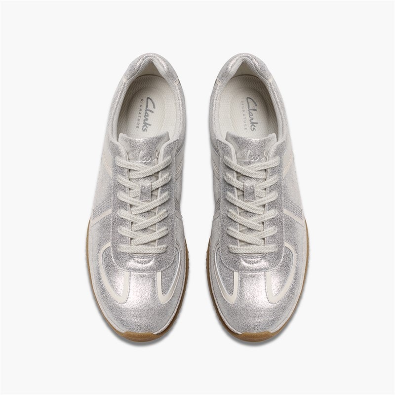 Clarks Womens Meridor Low Profile Trainers Metallic Combi - Image 2