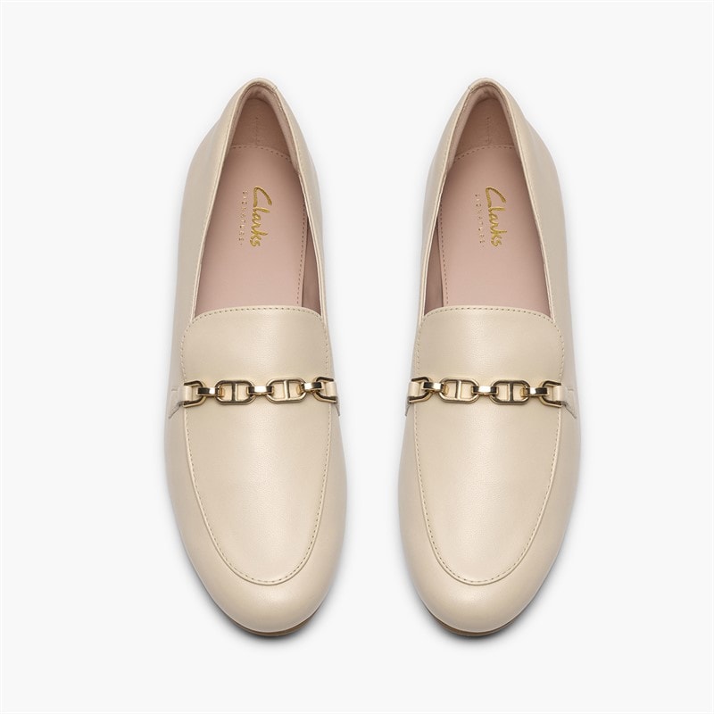 Clarks Womens Tamna Iris Loafers White Leather - Image 2