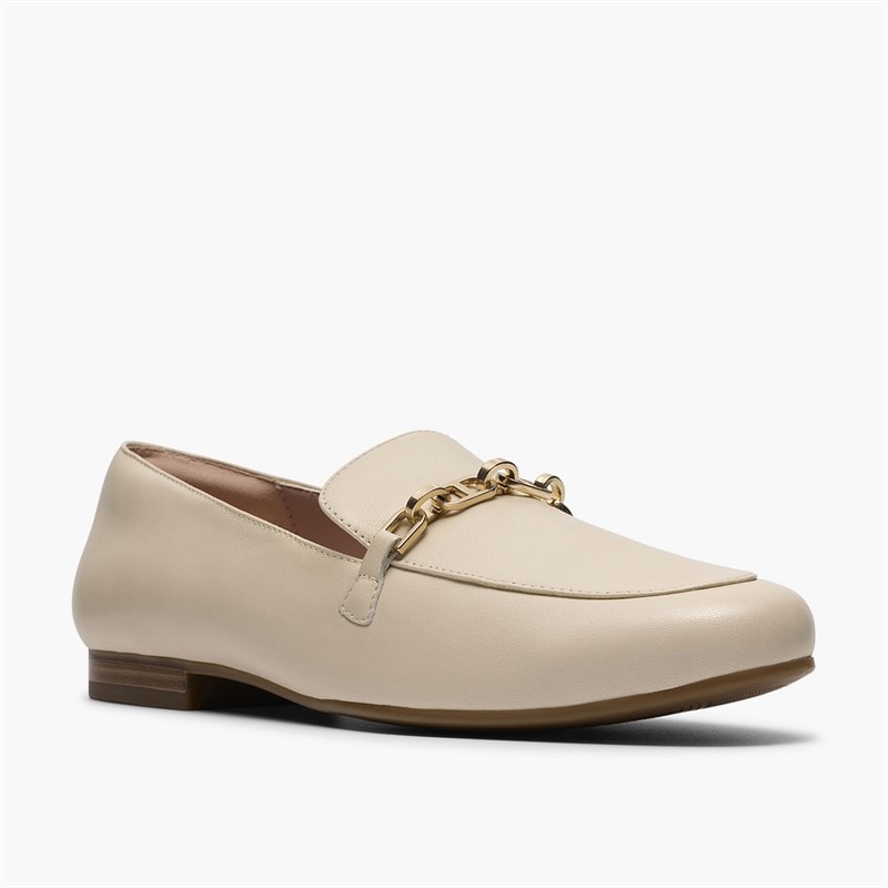 Clarks Womens Tamna Iris Loafers White Leather - Image 4