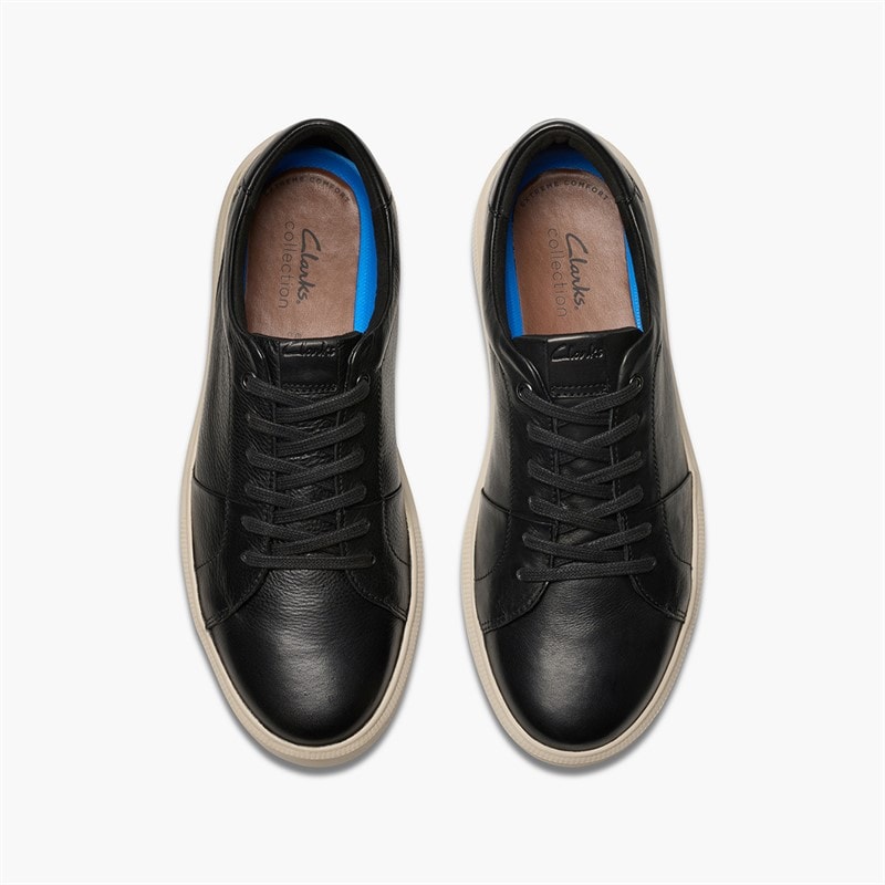 Clarks Mens Brodin Trainers Black Leather - Image 2