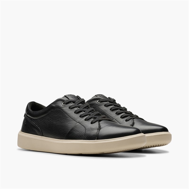 Clarks Mens Brodin Trainers Black Leather - Image 4
