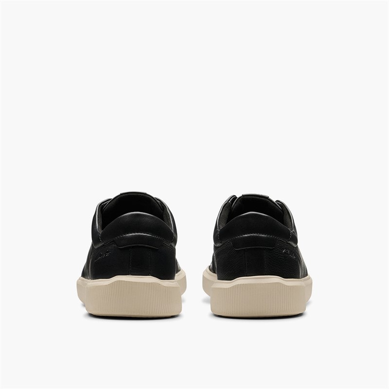 Clarks Mens Brodin Trainers Black Leather - Image 5