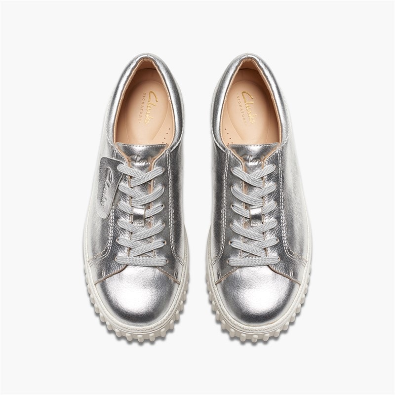 Clarks Womens Mayhill Walk Trainers Silver Metallic - Image 2