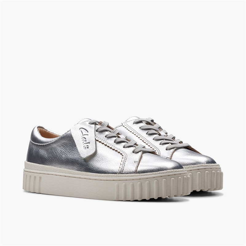 Clarks Womens Mayhill Walk Trainers Silver Metallic - Image 4