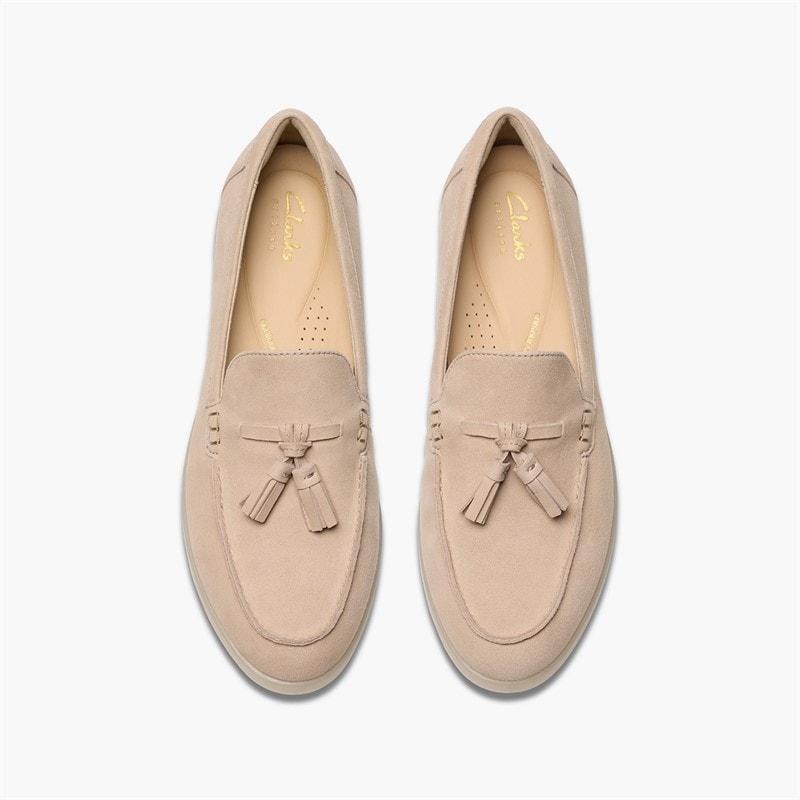 Clarks Womens Narini Edge Loafers Sand Suede - Image 2
