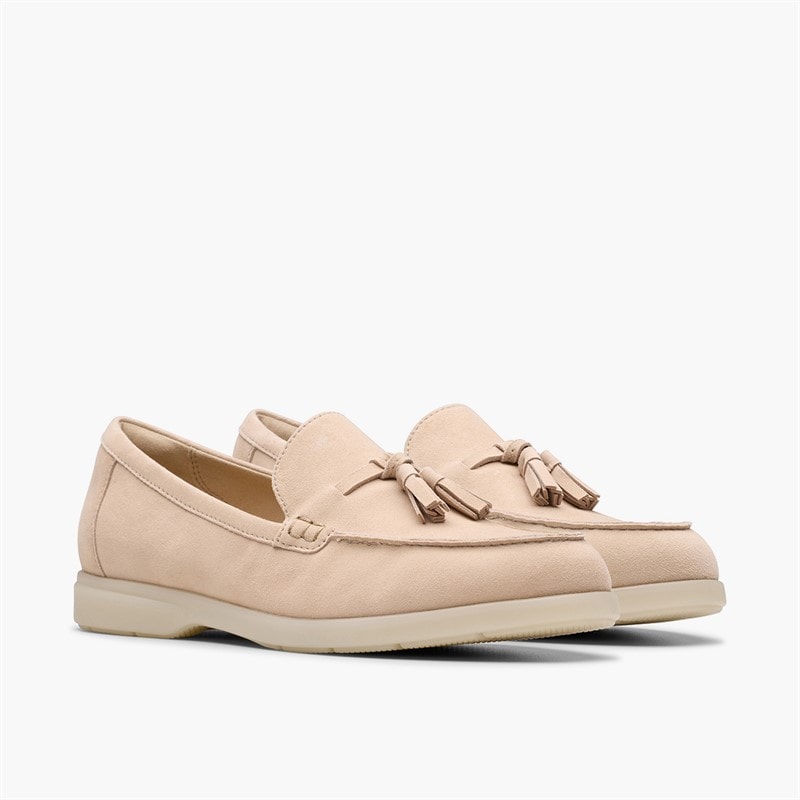 Clarks Womens Narini Edge Loafers Sand Suede - Image 4