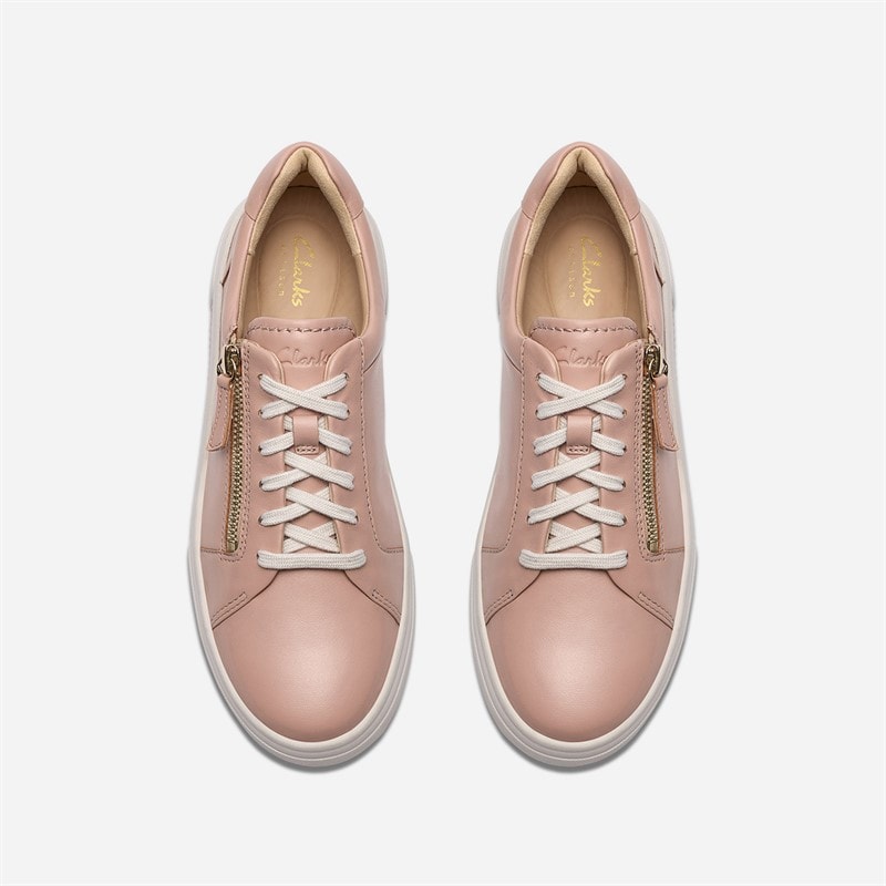 Clarks Womens Hollyrose Zip Trainers Light Pink Leather - Image 2