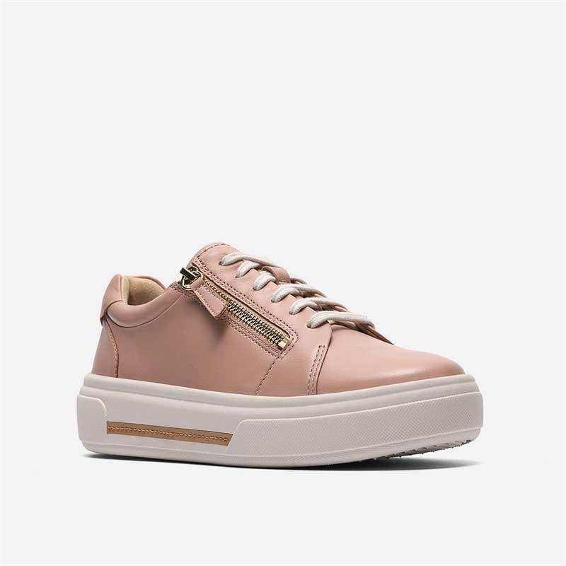 Clarks Womens Hollyrose Zip Trainers Light Pink Leather - Image 4