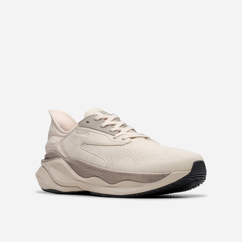 Clarks Mens Pace Trainers Off White Combi - Image 4