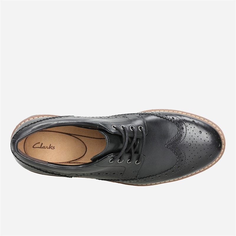 Clarks Mens Batcombe Wing Brogue Shoes Black Leather - Image 4