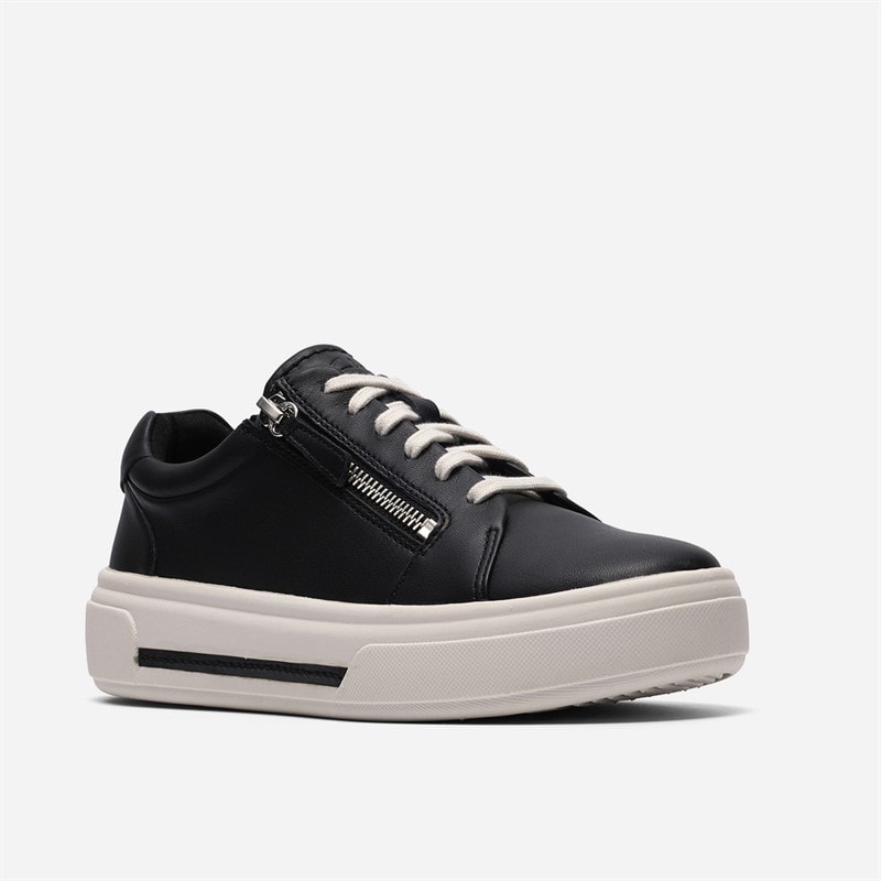 Clarks Womens Hollyrose Zip Trainers Black Leather - Image 4